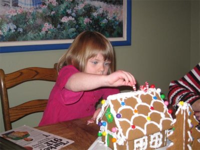 Astrid decorating the house