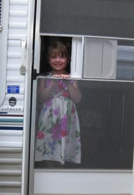 Astrid likes to play in the trailer