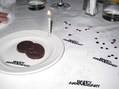 The waiter helped us celebrate our 30th (he did NOT sing!)