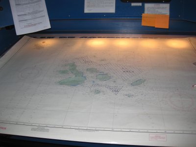 Navigation chart during tour of bridge of our ship