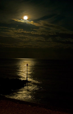 Moonshine on sea at Sidmouth