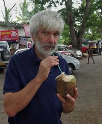 Me drinking from a fresh coconut