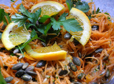 The carrot, courgette and pumpkin seed salad