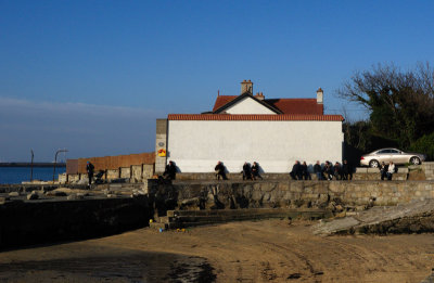 Sun worshippers on a bright winter's day