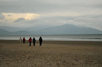 Morning walkers on Inch Strand
