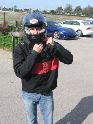 Dad getting helmet off