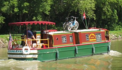Close-up of Boat with Dog and Bikes
