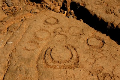 Circles and moon petroglyph