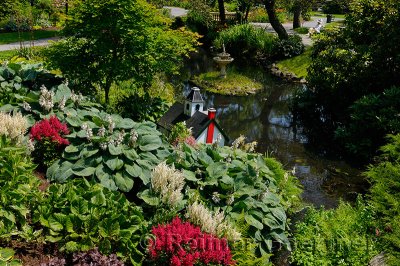 Stream and flowers at the Victorian era Historical Halifax Public Gardens