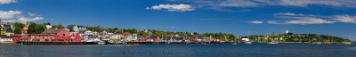 Large panorama of Lunenburg Nova Scotia waterfront on a sunny day