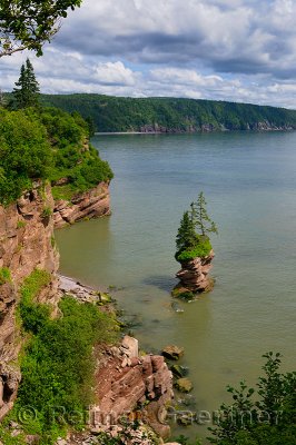 Flowerpot Rock and coast at Fownes Head lookout on the Fundy Trail Parkway New Brunswick