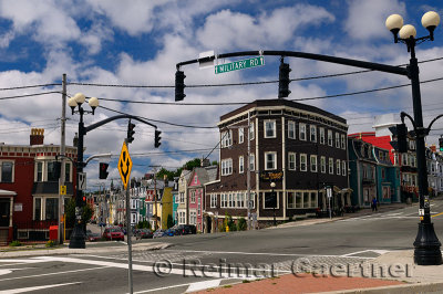 Military Road and Gower Street in downtown St. John`s Newfoundland