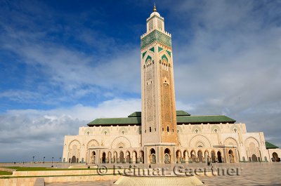 Huge Hassan II Mosque with worlds tallest minaret in Casablanca Morocco