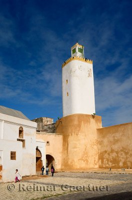 School children walking through the courtyard of the Grand Mosque Old Portuguese city El Jadida Morocco
