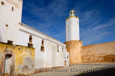 Cobblestone courtyard of the Grand Mosque Old Portuguese city El Jadida Morocco