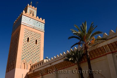 Minaret of the Kasbah Mosque in the medina of Marrakech Morocco