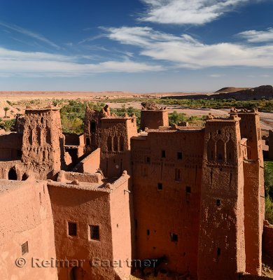 Looking over the Ounila River Valley from the top of Ait Benhaddou near Ouarzazate Morocco