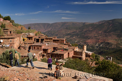 Children playing in a remote village near Ait Mannsour in the High Atlas mountains of Morocco