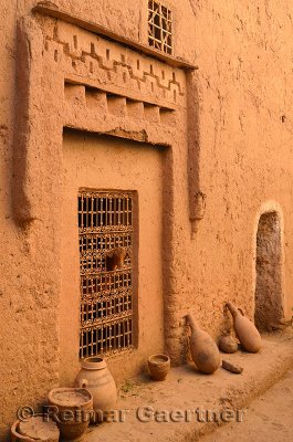 Sheep head at window in an alley at historic Kasbah Amerhidil in Skoura Morocco