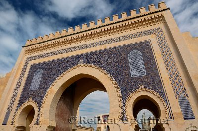 Bab Boujeloud in Fes Morocco medina known as the Blue Gate