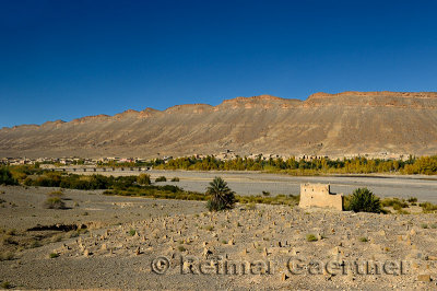 Berber cemetery along the Ziz river at bridge to Ait Khoujmani Morocco