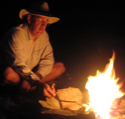 Cooking a marshmallow for S'mores