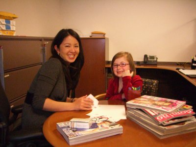 Jenna and Keili making oragami