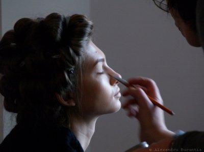 Make up session with model Madalina Draghicifashion designer Maria Lucia Hohan, collection A/W 09