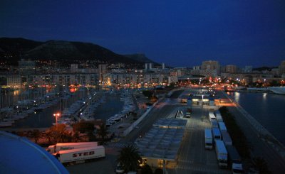 Toulon harbour by night.