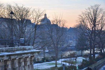 1012 Winter in Paris. Square du Vert Galant et Dme de l'Institut