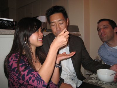 laura feeding dave the yoberry