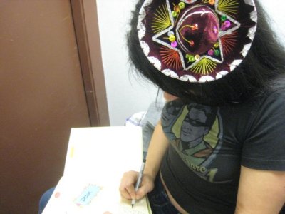 signing the b-day book