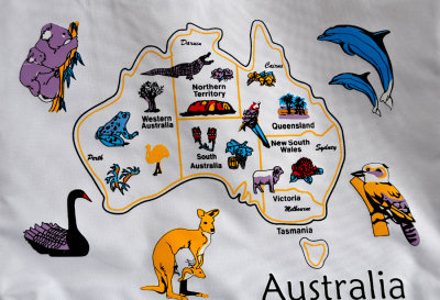 Map Showing the 6 Regions of Australia