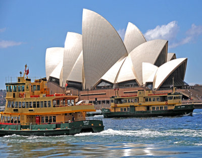 Opera House with Boats Crossing