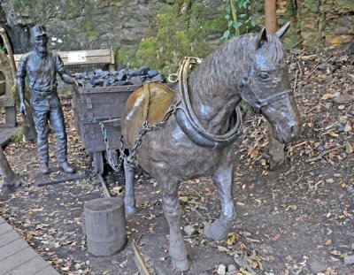 Bronze Representation of Horse-Drawn Coal Wagon
