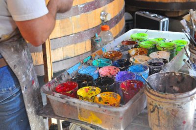 Colorful Oil Paint Containers