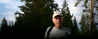Lee g prowling the forrest near Old Faithful Geyser