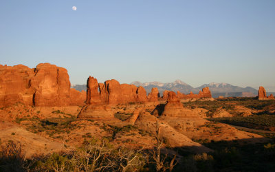 Moon over Arches National Park
