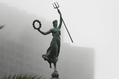 Statue in the fog