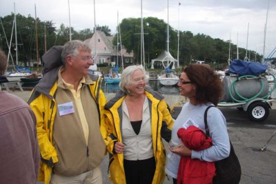 Arthur, Linda G., & Teresa heading for lobstah dinnah in RNSYS Marine Yard