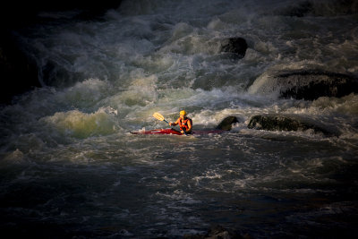 Potomac Great Falls kayaking at sundown