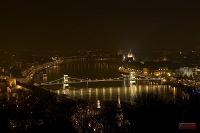 Night view of Budapest - Danube, Chain Bridge, Parliament, Hungary