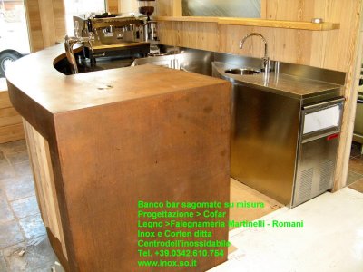 banco bar corten inox legno su misura mobili e piani