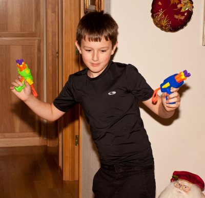 Braeden armed with nerf guns