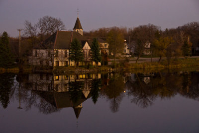 Late Autumn Evening at the Mill Pond Church  ~  October 30