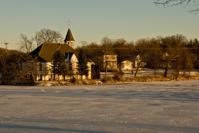 Mill Pond Church Winter Sunset  ~  December 5