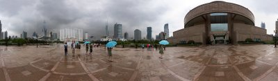 Four blue brollies and the Shanghai Museum