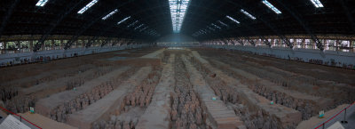 Wide angle view of Terracotta Warriors