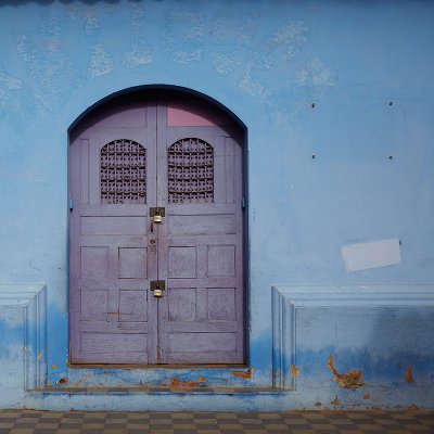 Blue door & wall