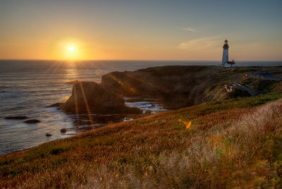 Yaquina Lighthouse At Sunset